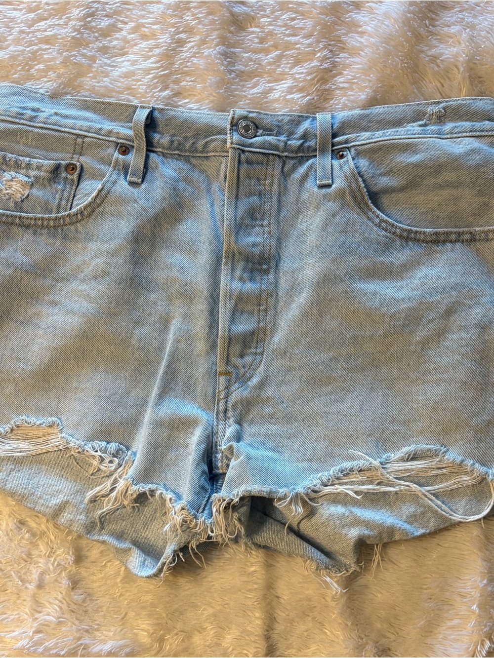 Levi's Light Blue Distressed Cutoff Denim Shorts